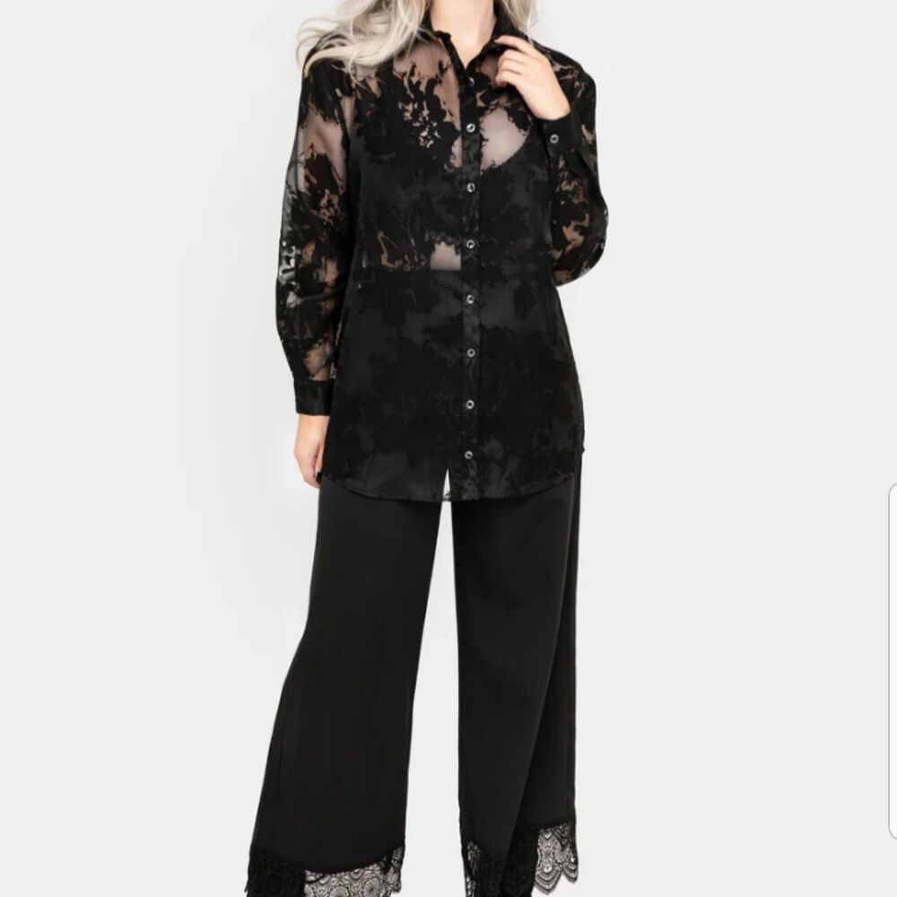 Disturbia Spectre Sheer Loose Fit Blouse Top - Picture 2 of 14